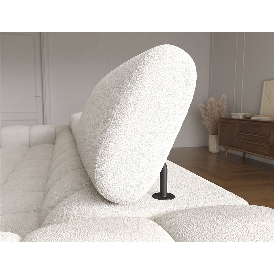 Corner sofa Elferlo R, sleeping function, Amore 01, boucle, white, H93x285x181cm
