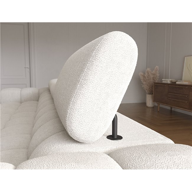 Corner sofa Elferlo R, sleeping function, Amore 01, boucle, white, H93x285x181cm