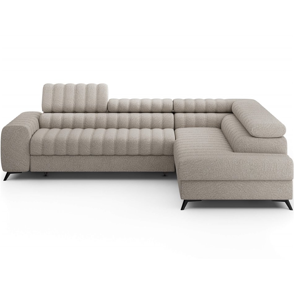 Corner sofa Elkanedo R, sleeping function, Royal 18, boucle, beige, H86x269x204cm