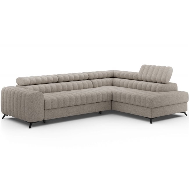 Corner sofa Elkanedo R, sleeping function, Royal 18, boucle, beige, H86x269x204cm