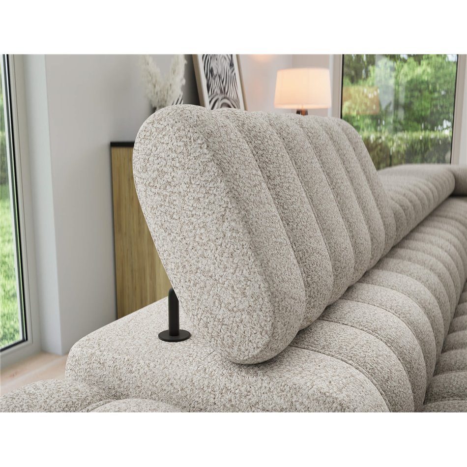Corner sofa Elkanedo R, sleeping function, Royal 18, boucle, beige, H86x269x204cm