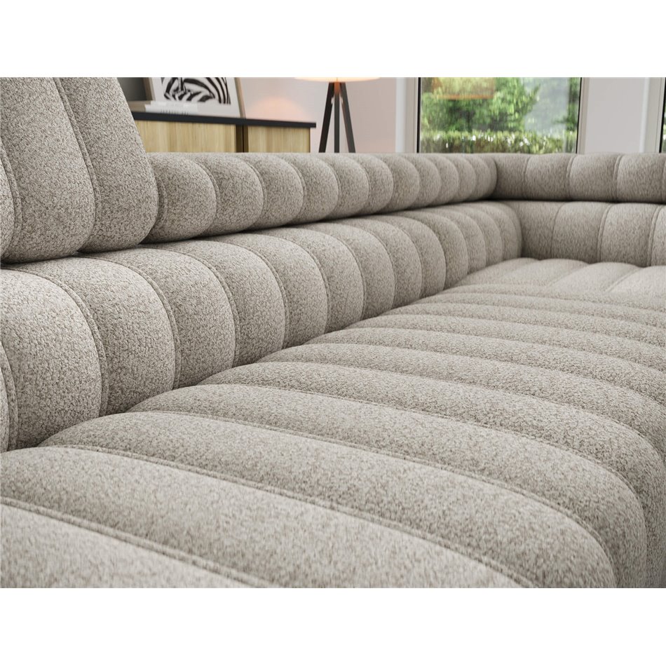 Corner sofa Elkanedo R, sleeping function, Royal 18, boucle, beige, H86x269x204cm