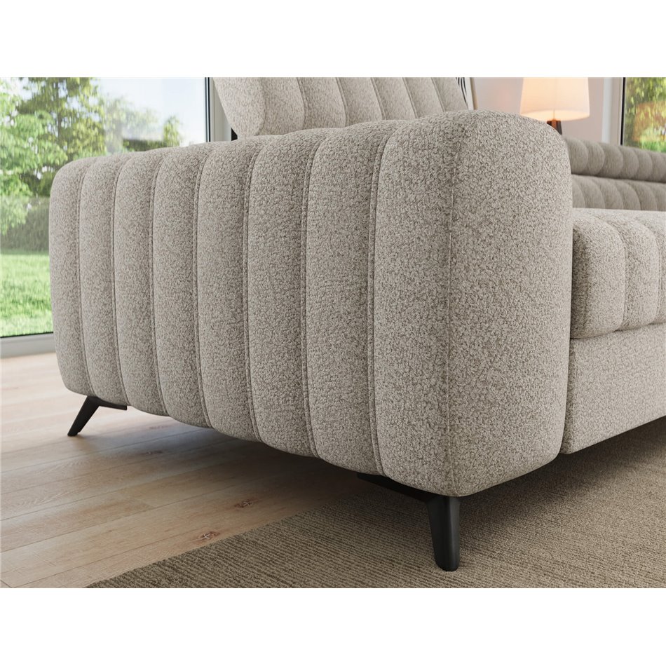 Corner sofa Elkanedo R, sleeping function, Royal 18, boucle, beige, H86x269x204cm