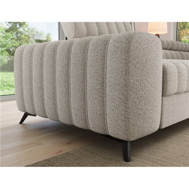 Corner sofa Elkanedo R, sleeping function, Royal 18, boucle, beige, H86x269x204cm
