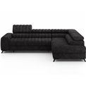 Corner sofa Elkanedo R, sleeping function, Aura 06, velvet, black, H86x269x204cm