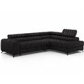 Corner sofa Elkanedo R, sleeping function, Aura 06, velvet, black, H86x269x204cm