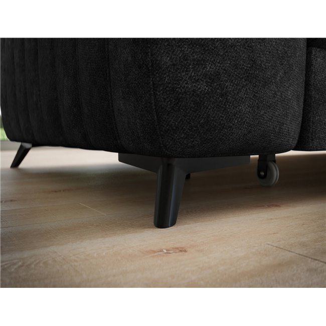 Corner sofa Elkanedo R, sleeping function, Aura 06, velvet, black, H86x269x204cm