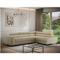 Corner sofa Elkanedo R, sleeping function, Aura 18, velvet, beige, H86x269x204cm