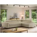 Corner sofa Elkanedo R, sleeping function, Aura 18, velvet, beige, H86x269x204cm
