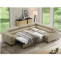Corner sofa Elkanedo R, sleeping function, Aura 18, velvet, beige, H86x269x204cm