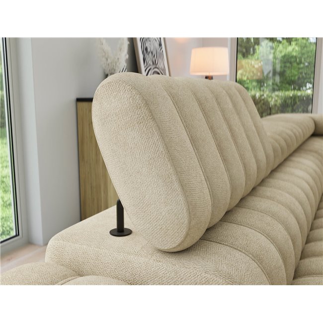 Corner sofa Elkanedo R, sleeping function, Aura 18, velvet, beige, H86x269x204cm