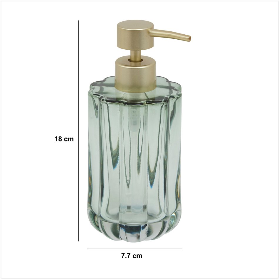 Soap dispenser FLOREA Green, 300ml, H18cm, D7.7cm