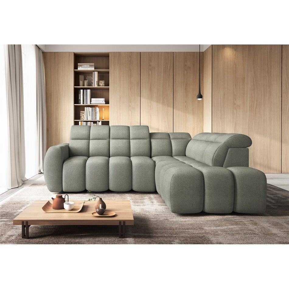 Corner sofa Elfalconn R, electrically extendable, Xillar 100, green, H107x258x208cm