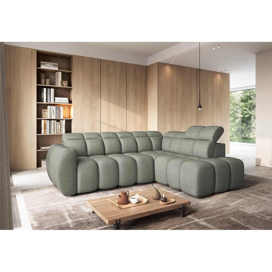 Corner sofa Elfalconn R, electrically extendable, Xillar 100, green, H107x258x208cm