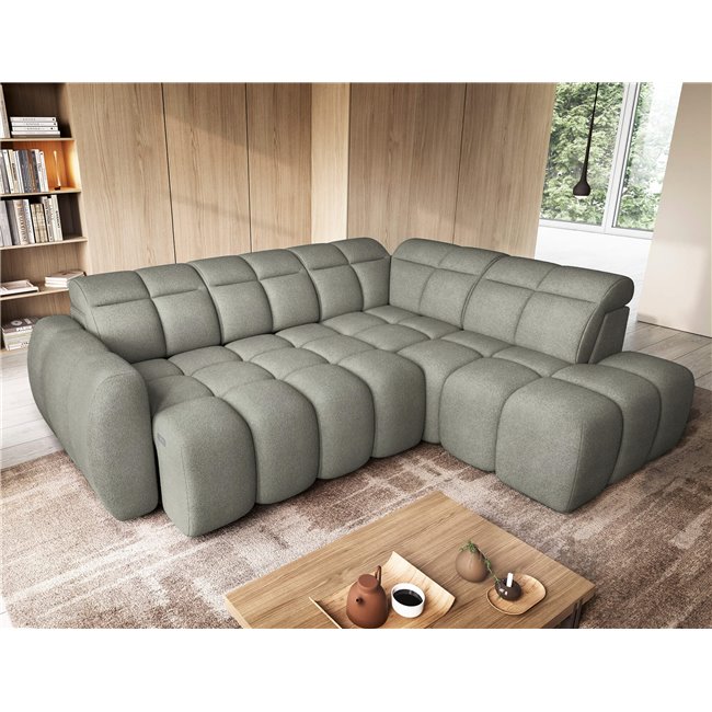 Corner sofa Elfalconn R, electrically extendable, Xillar 100, green, H107x258x208cm