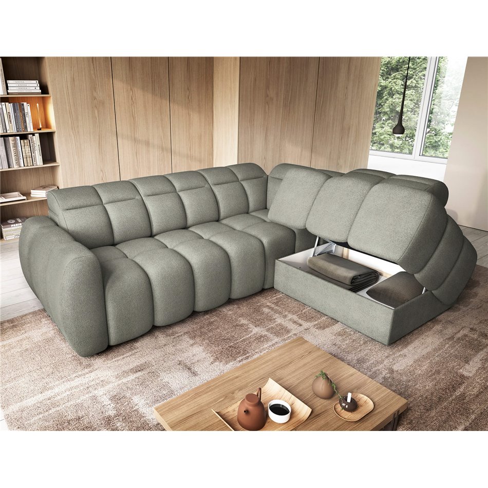 Corner sofa Elfalconn R, electrically extendable, Xillar 100, green, H107x258x208cm