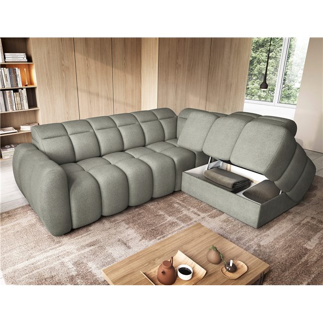 Corner sofa Elfalconn R, electrically extendable, Xillar 100, green, H107x258x208cm