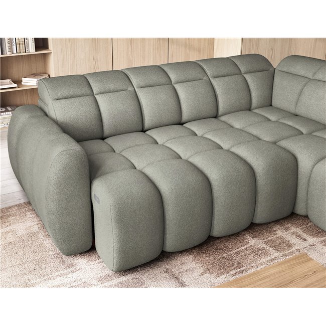 Corner sofa Elfalconn R, electrically extendable, Xillar 100, green, H107x258x208cm