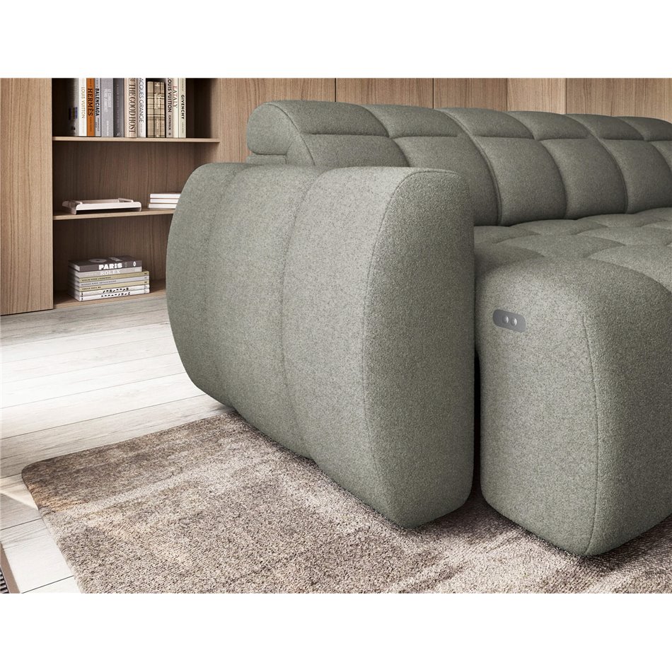 Corner sofa Elfalconn R, electrically extendable, Xillar 100, green, H107x258x208cm