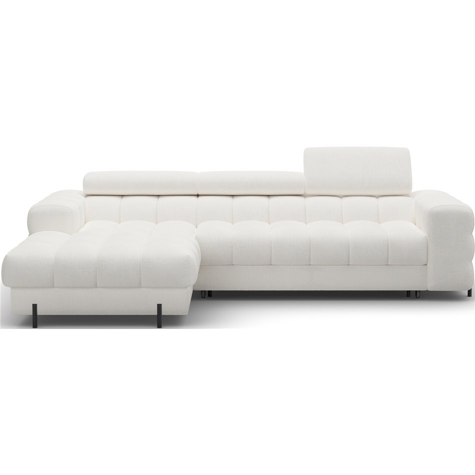 Corner sofa Elferlo L, sleeping function, Amore 01, boucle, white, H93x285x181cm