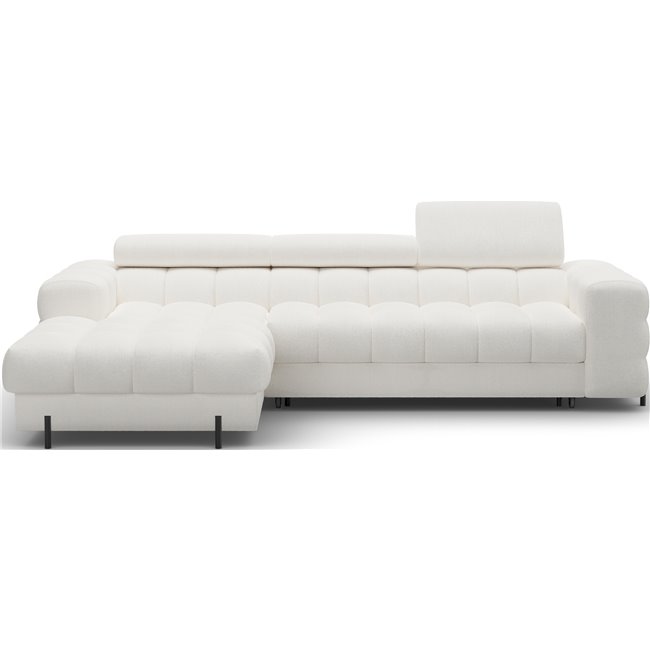 Corner sofa Elferlo L, sleeping function, Amore 01, boucle, white, H93x285x181cm
