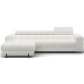 Corner sofa Elferlo L, sleeping function, Amore 01, boucle, white, H93x285x181cm