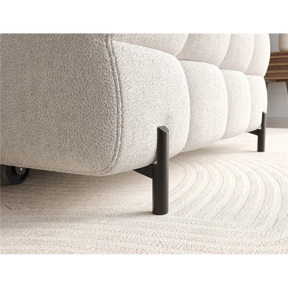 Corner sofa Elferlo L, sleeping function, Amore 01, boucle, white, H93x285x181cm