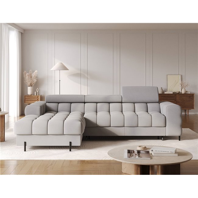 Corner sofa Elferlo L, sleeping function, Sola 04, grey, H93x285x181cm