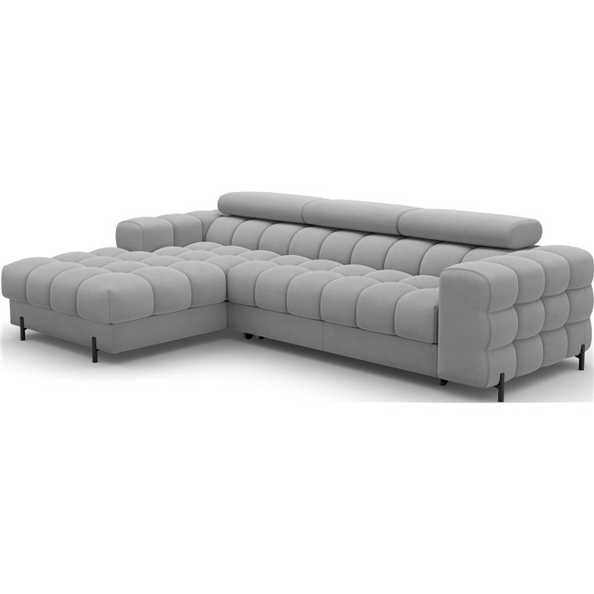 Corner sofa Elferlo L, sleeping function, Sola 04, grey, H93x285x181cm