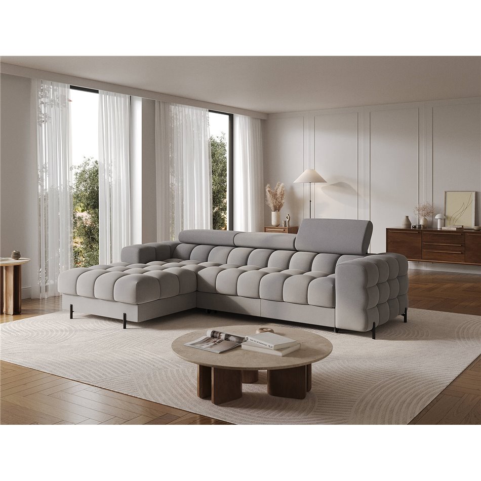 Corner sofa Elferlo L, sleeping function, Sola 04, grey, H93x285x181cm