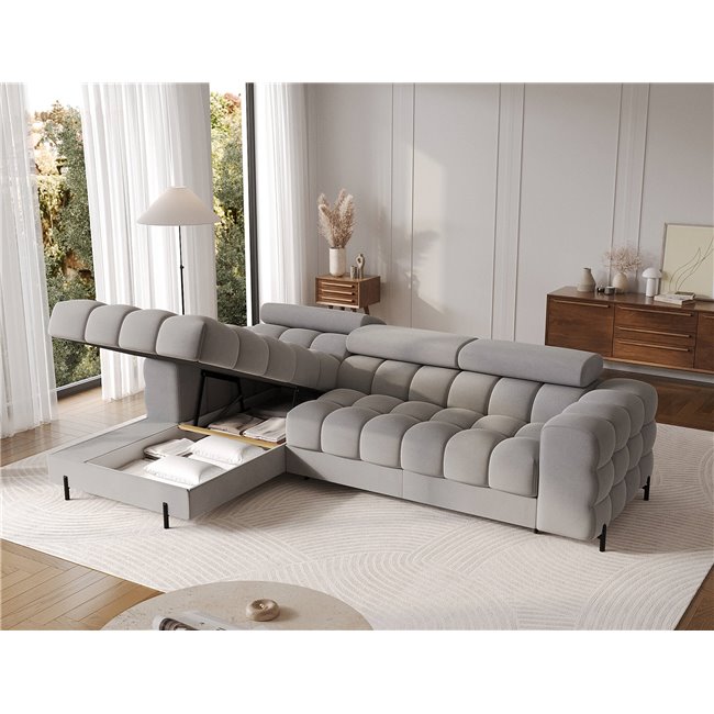 Corner sofa Elferlo L, sleeping function, Sola 04, grey, H93x285x181cm