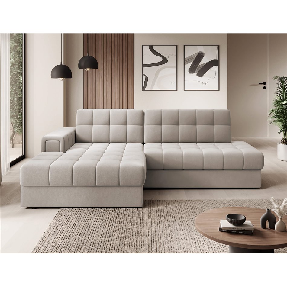 Corner sofa Elezalt L, sleeping function, Sola 18, beige, H82x240x150cm