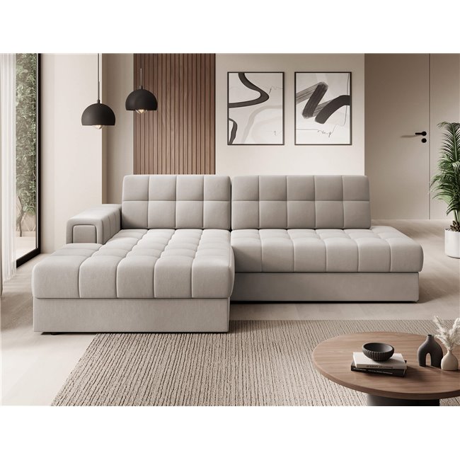 Corner sofa Elezalt L, sleeping function, Sola 18, beige, H82x240x150cm