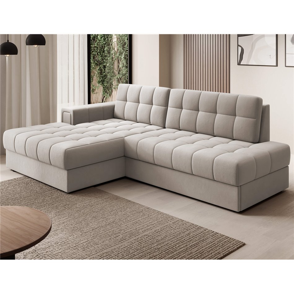 Corner sofa Elezalt L, sleeping function, Sola 18, beige, H82x240x150cm