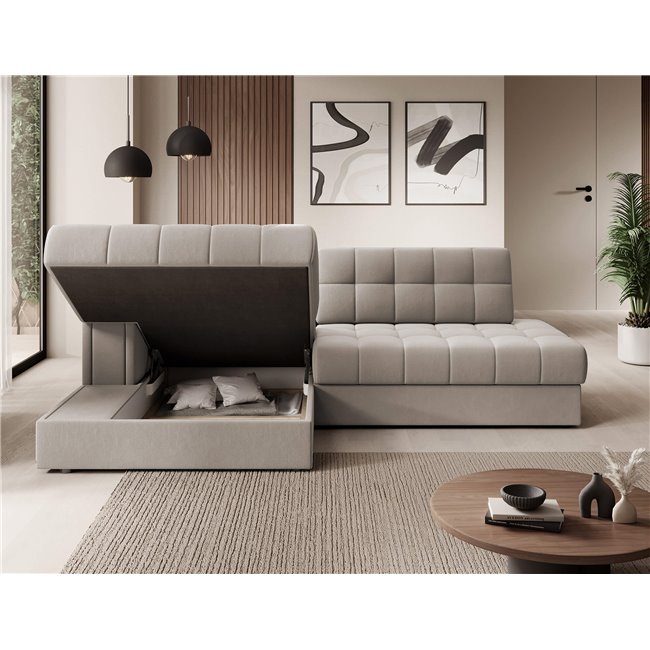 Corner sofa Elezalt L, sleeping function, Sola 18, beige, H82x240x150cm