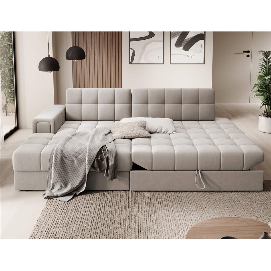 Corner sofa Elezalt L, sleeping function, Sola 18, beige, H82x240x150cm