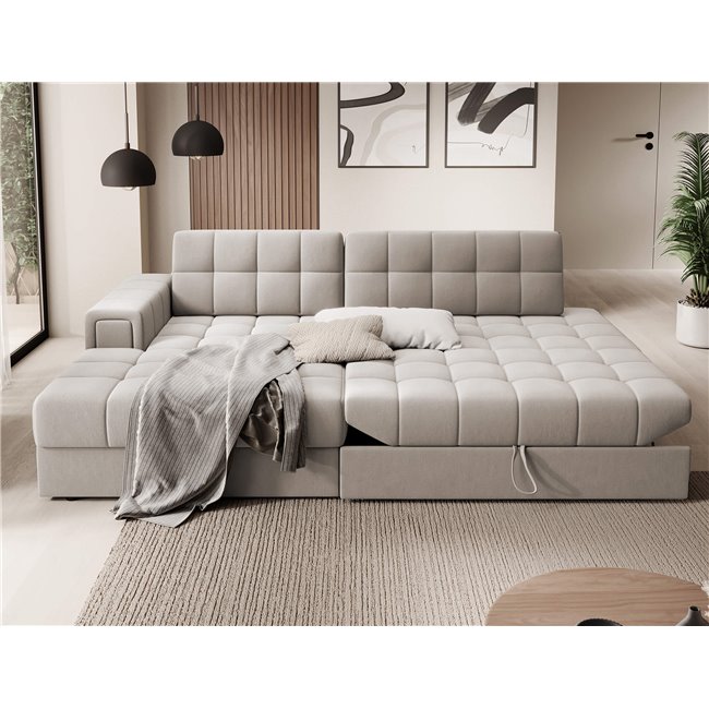 Corner sofa Elezalt L, sleeping function, Sola 18, beige, H82x240x150cm