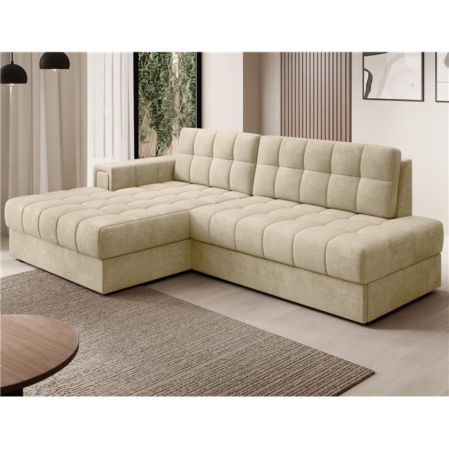 Corner sofa Elezalt L, sleeping function, Monolith 04, velvet, beige, H82x240x150cm