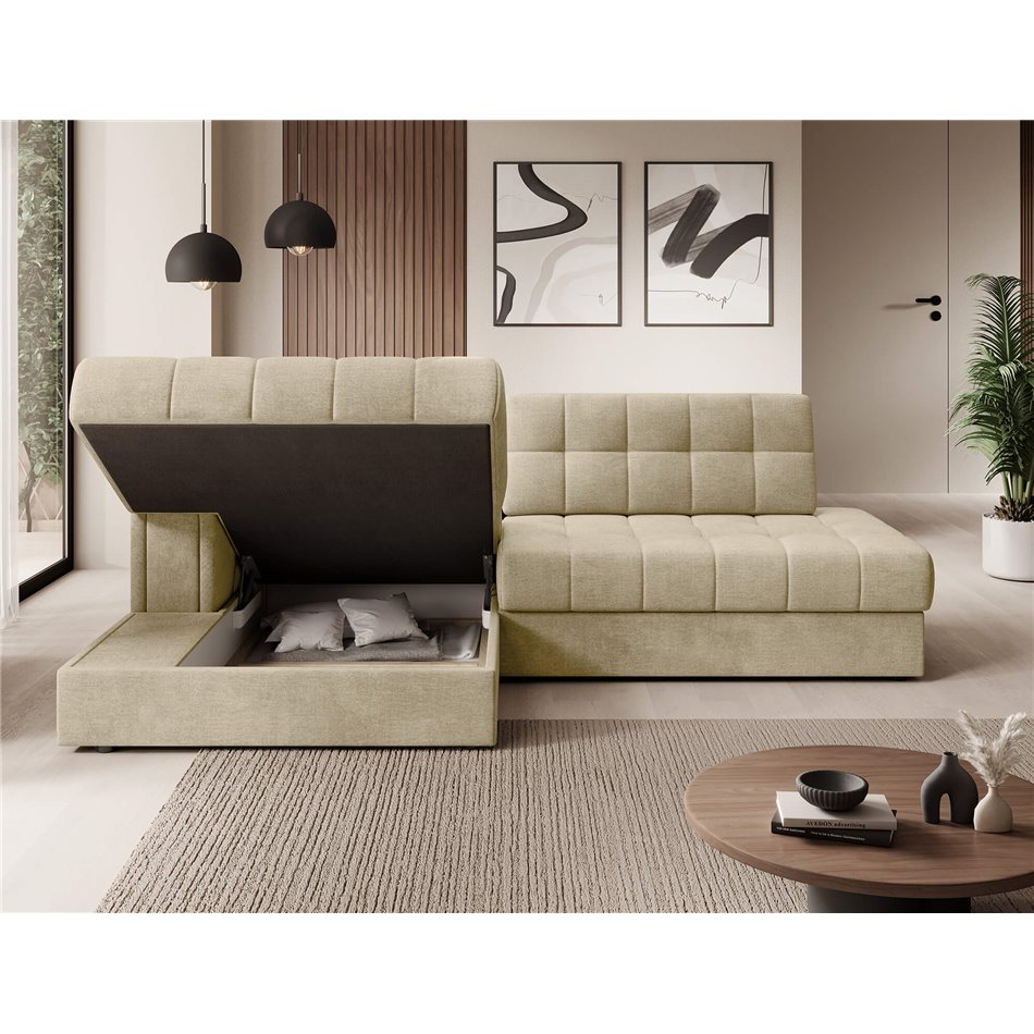 Corner sofa Elezalt L, sleeping function, Monolith 04, velvet, beige, H82x240x150cm