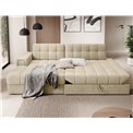 Corner sofa Elezalt L, sleeping function, Monolith 04, velvet, beige, H82x240x150cm