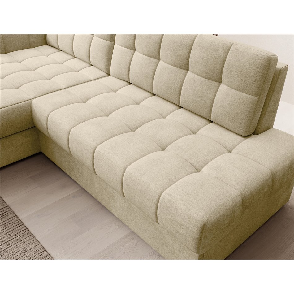 Corner sofa Elezalt L, sleeping function, Monolith 04, velvet, beige, H82x240x150cm
