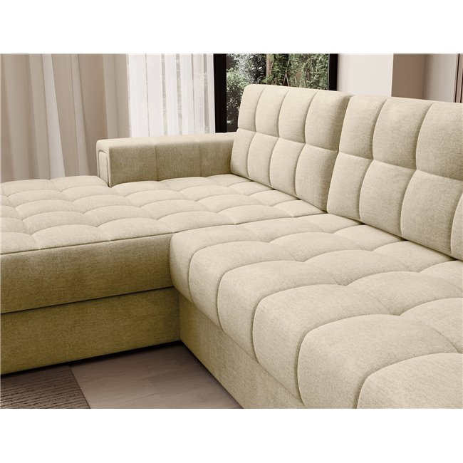 Corner sofa Elezalt L, sleeping function, Monolith 04, velvet, beige, H82x240x150cm