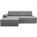 Corner sofa Elezalt L, sleeping function, Monolith 85, velvet, grey, H82x240x150cm