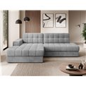 Corner sofa Elezalt L, sleeping function, Monolith 85, velvet, grey, H82x240x150cm