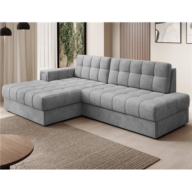 Corner sofa Elezalt L, sleeping function, Monolith 85, velvet, grey, H82x240x150cm