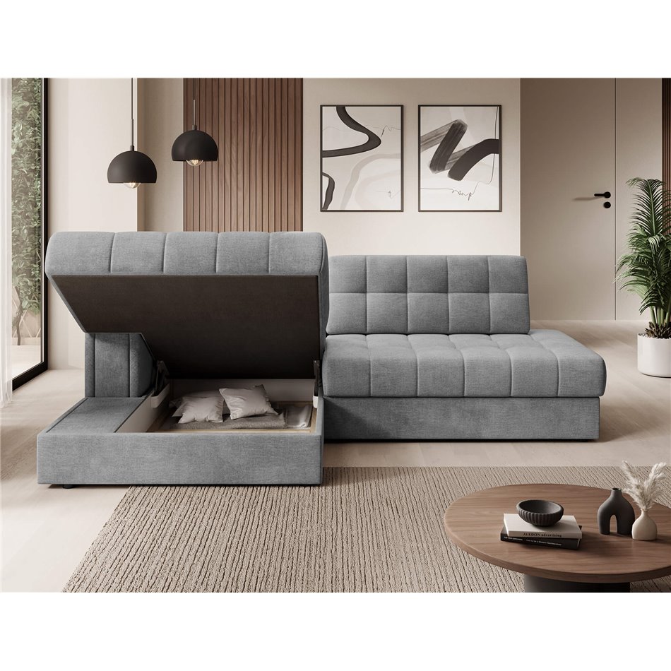 Corner sofa Elezalt L, sleeping function, Monolith 85, velvet, grey, H82x240x150cm