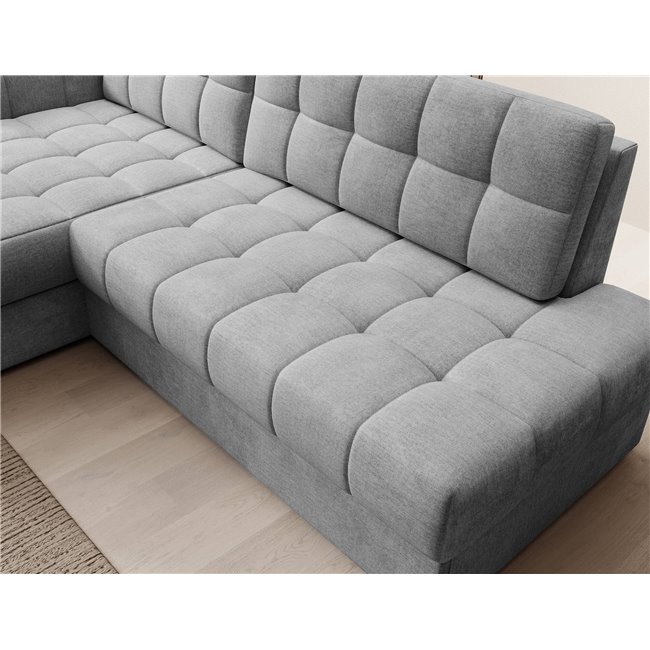 Corner sofa Elezalt L, sleeping function, Monolith 85, velvet, grey, H82x240x150cm