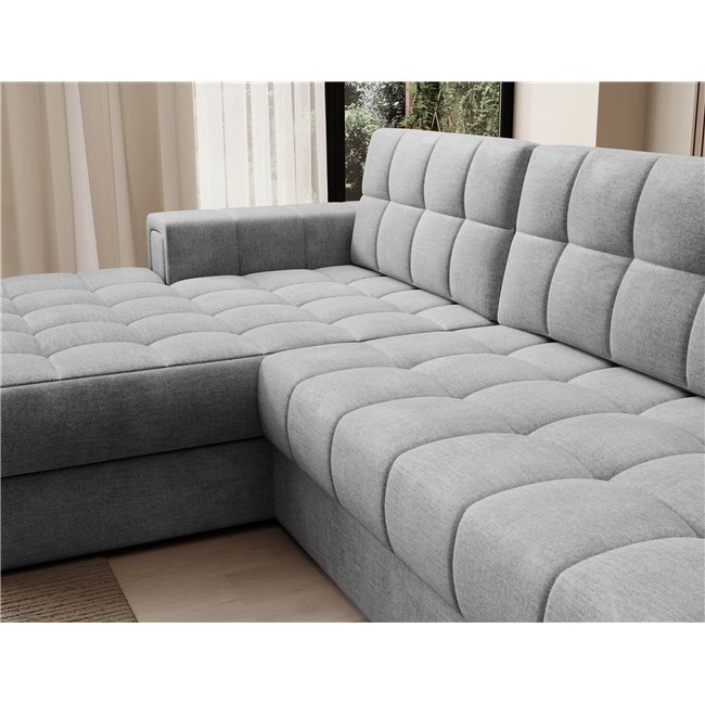 Corner sofa Elezalt L, sleeping function, Monolith 85, velvet, grey, H82x240x150cm