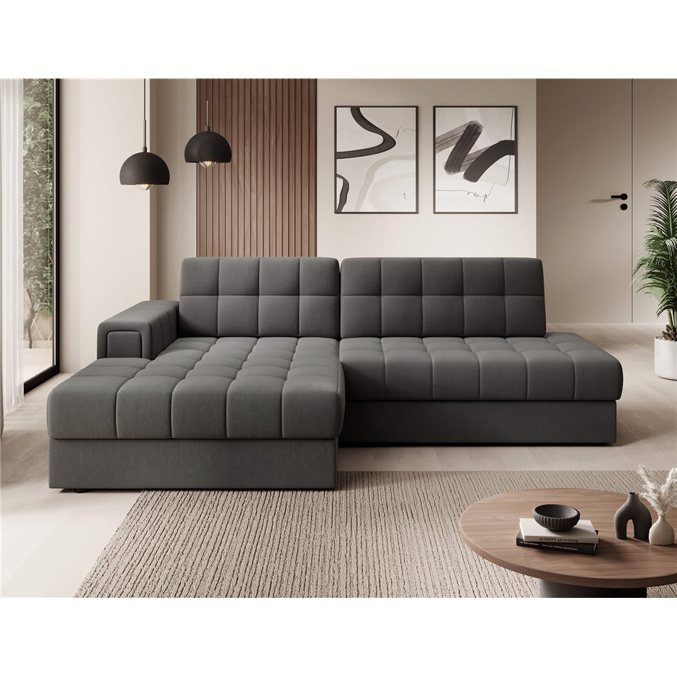 Corner sofa Elezalt L, sleeping function, Sola 06, brown, H82x240x150cm