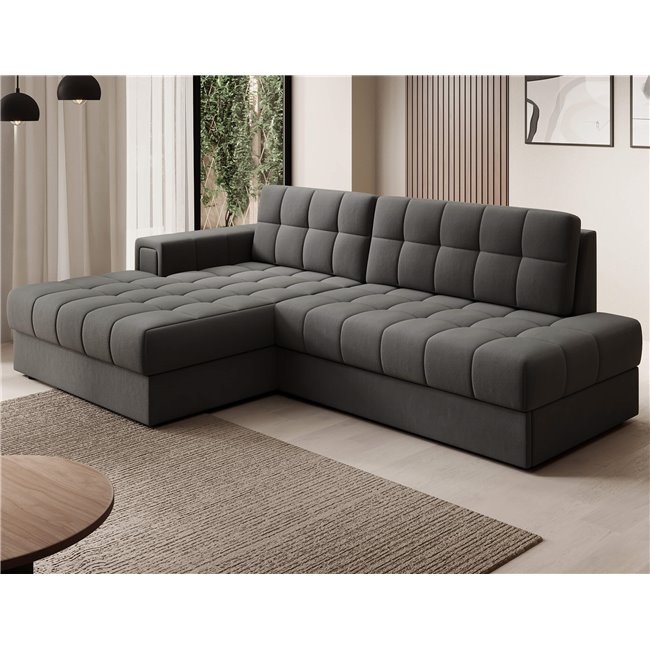 Corner sofa Elezalt L, sleeping function, Sola 06, brown, H82x240x150cm